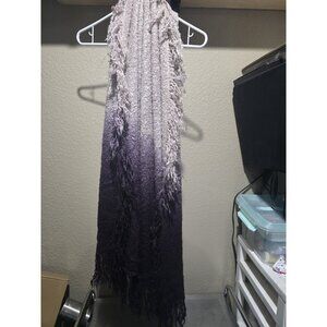 Etc. Y2K Vintage Purple Ombre Fringe Blanket Knit Scarf Soft